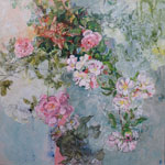 Roses, transparence – techniques mixtes — 0,80m x 0,80m